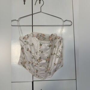 Embroidered Ivory Floral Corset Camisole